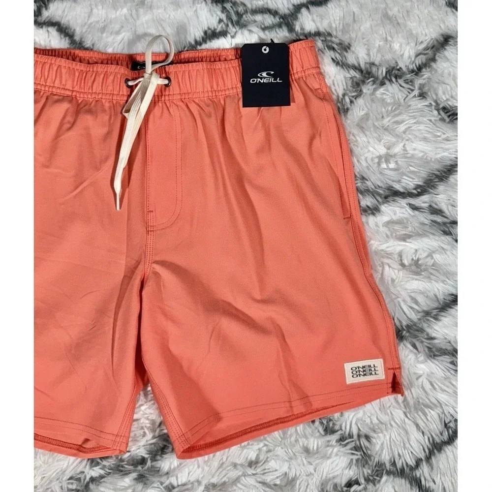 O'Neill Redondo Volley Lined Swim Trunks Board Shorts Orange Mens Sz S *NEW* $55